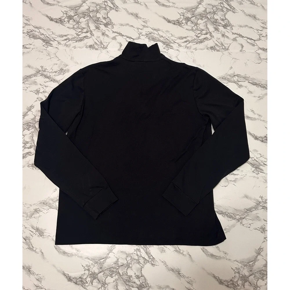 Hugo Boss Mens Pima Cotton Quarter Zip Pullover Black Mock Neck Sweater Size M